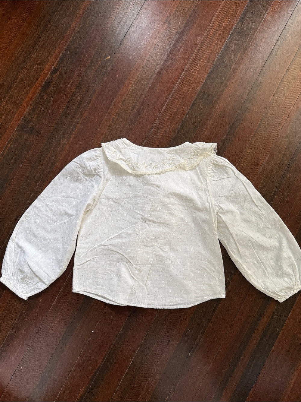 Zara Cream Embroidered Ruffle Front Blouse - Picture 3 of 3